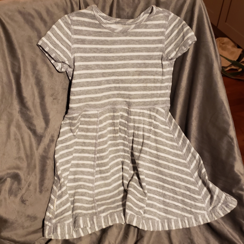 Reversible Gray Striped Dress Girls 4-5